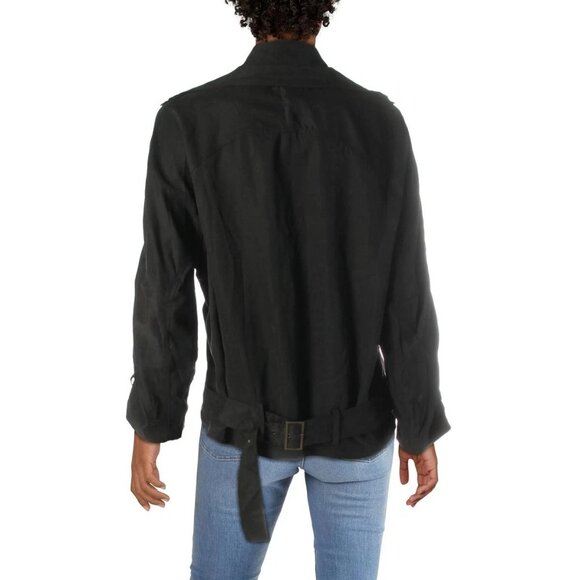 Essue Womens Black Woven Belted Military Jacket NWOT-S - Picture 2 of 10